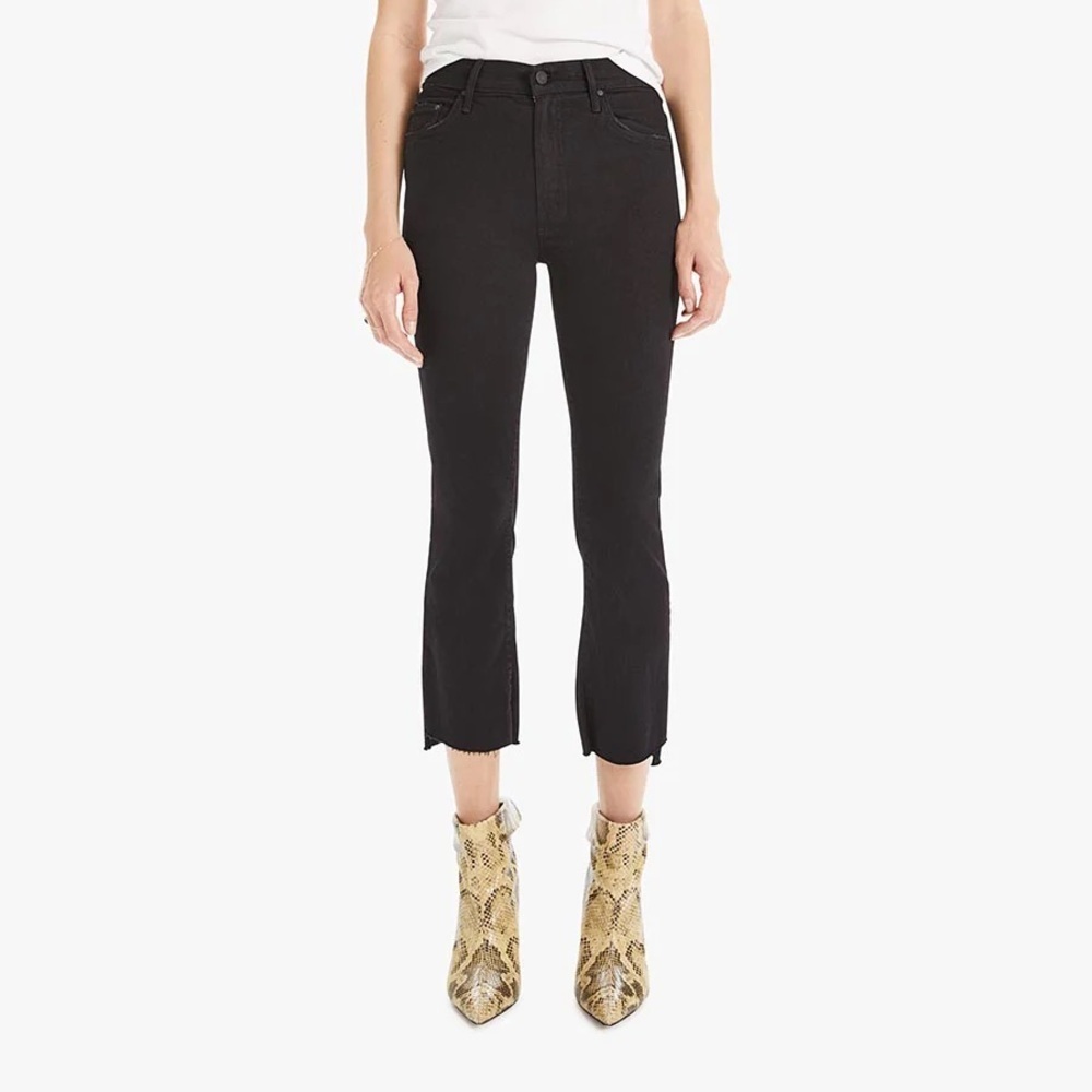 MOTHER Sz 24 The Insider Crop Step Fray in Not Guilty Black Jeans